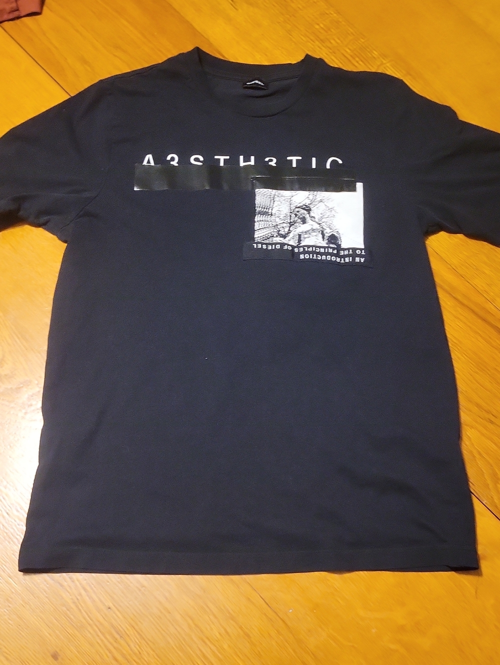 Diesel Black Short-Sleeve Tee with White Photo Graphic